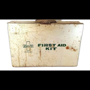 Vintage Halco First Aid Kit Hangable Metal Box 10 3/4" X 7 1/2" X 2",Estate Item